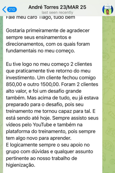 Depoimento de aluno